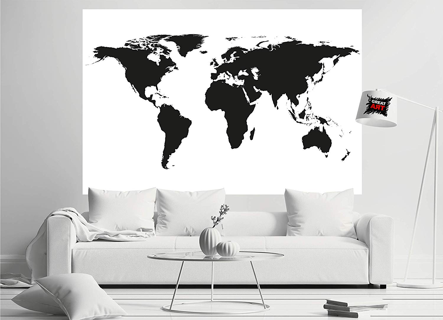 Awesome World Map Wall Mural Design 816vlspbwsl Sl1500 - World Map Wallpaper Black And White - HD Wallpaper 