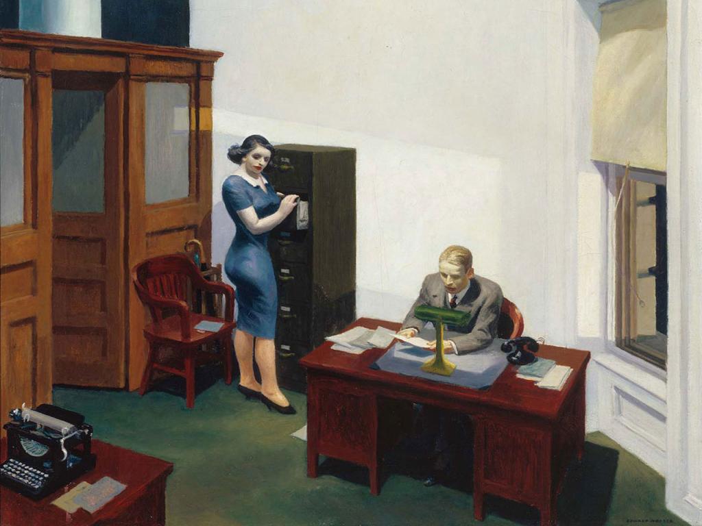 Office At Night Wallpaper - Edward Hopper - HD Wallpaper 