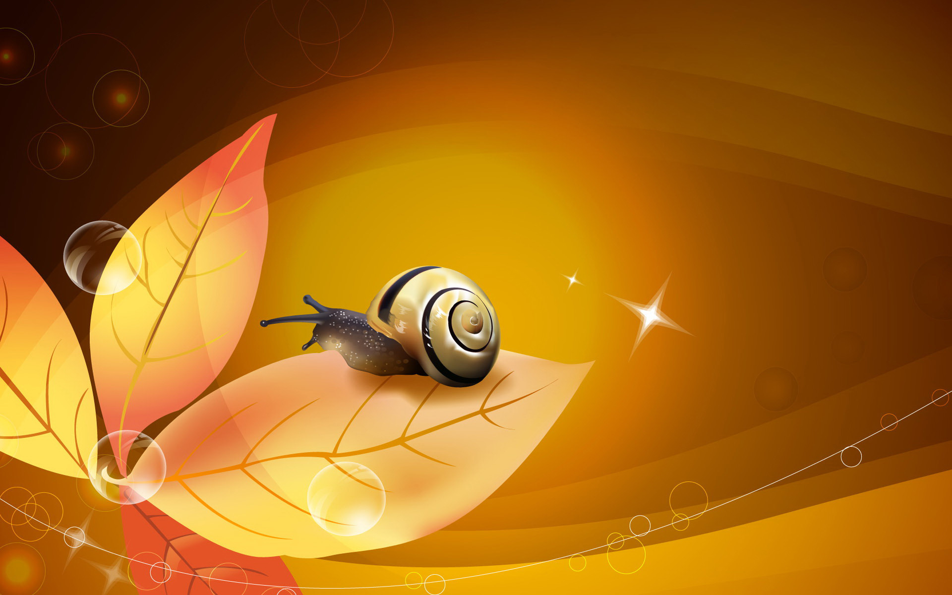Beautiful Snail Autumn Leaf 3d Vector Picture Hd Wallpapers - Pc Vector Wallpaper Download - HD Wallpaper 