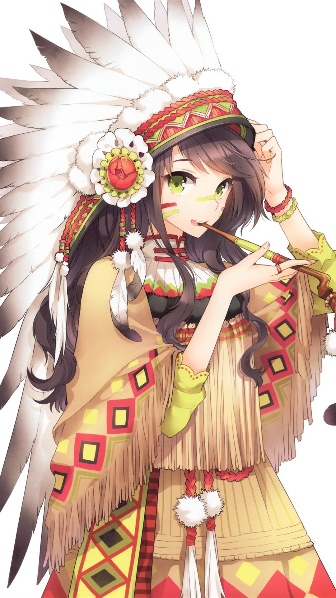 Iphone Wallpaper Indian Style Anime Girl - Anime Native American Art - HD Wallpaper 