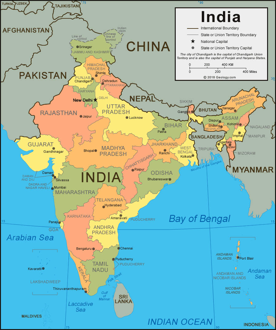 Map Of Indian States And Union Territories - India Map - HD Wallpaper 