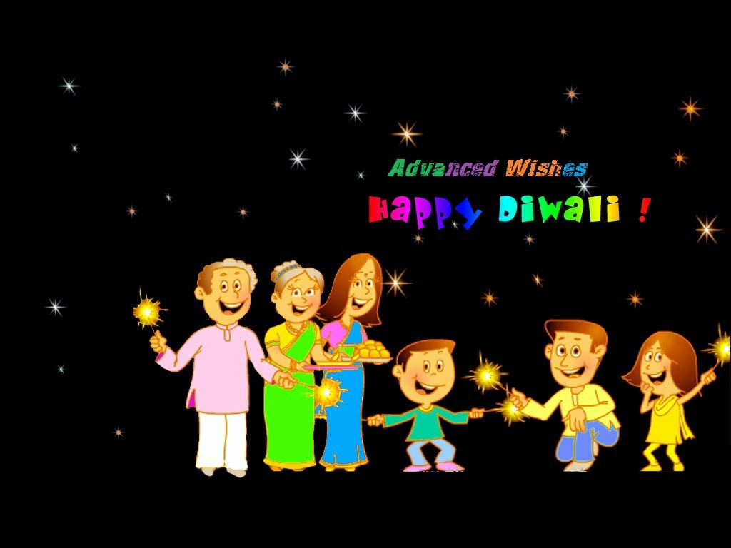 Happy Diwali Advanced Wishes Funny Animated Family - Beautiful Family Happy  Diwali - 1024x768 Wallpaper 