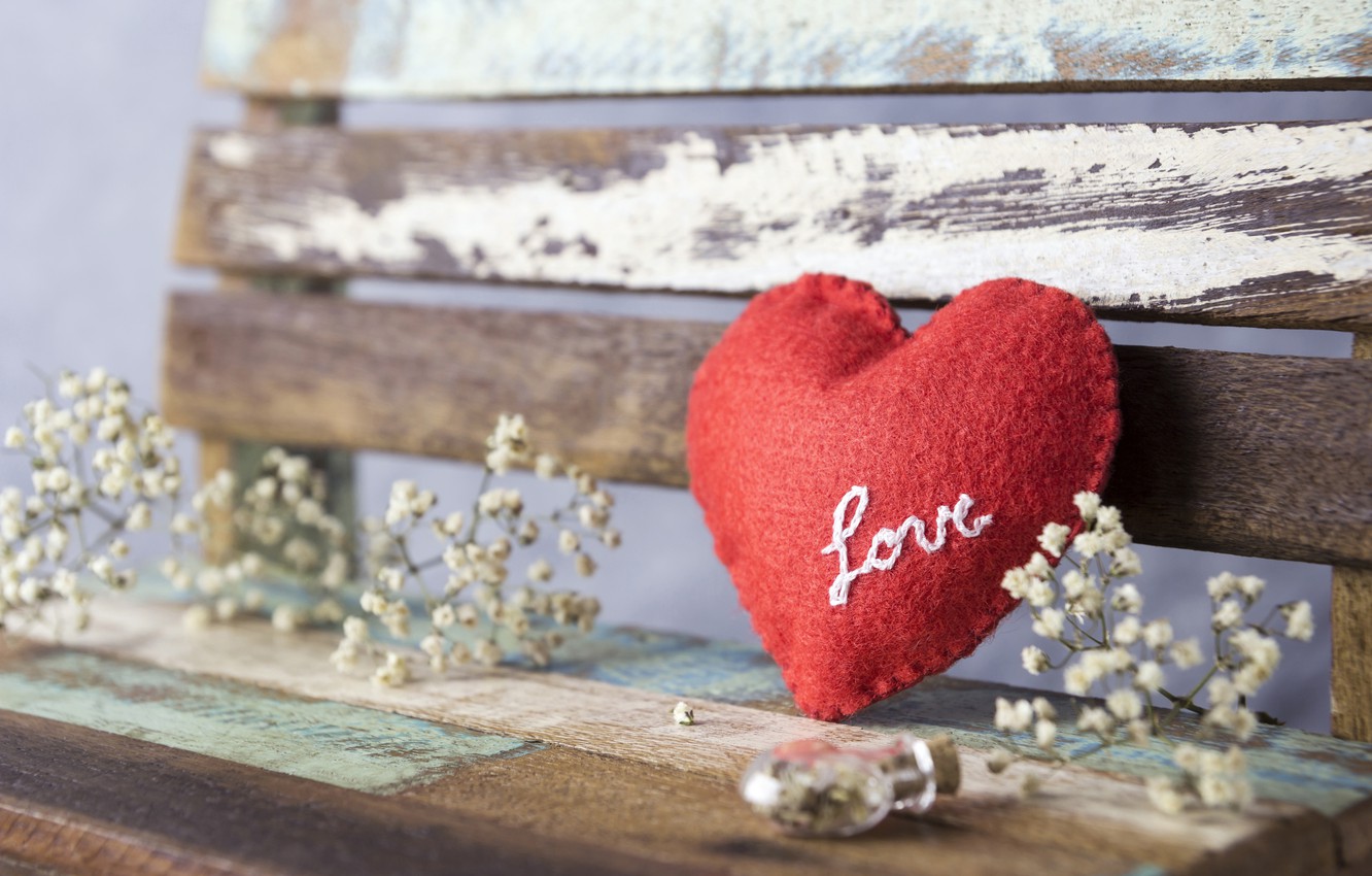 Photo Wallpaper Love, Flowers, Heart, Red, Love, Vintage, - Beautiful Heart Romantic - HD Wallpaper 