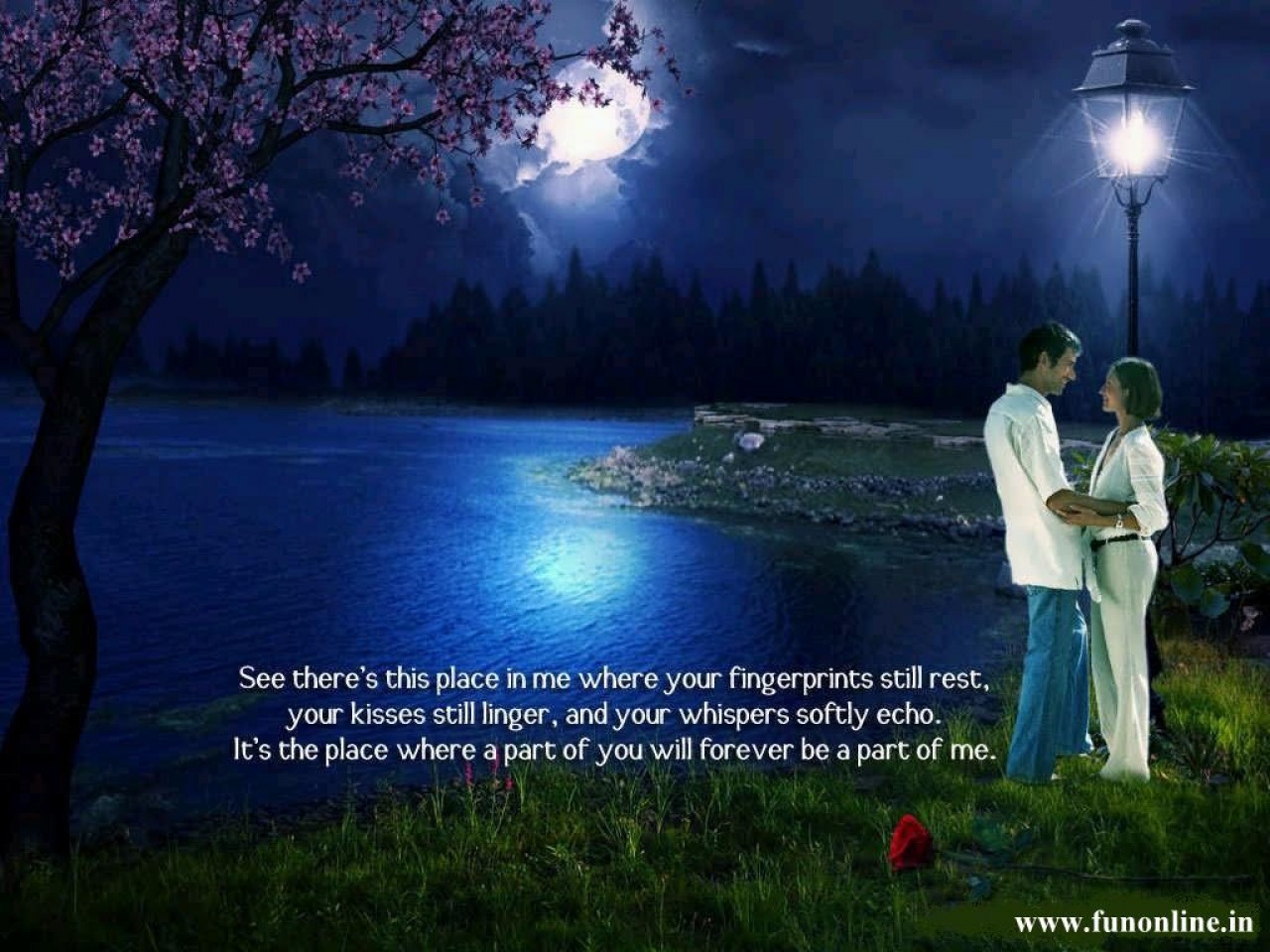 Beautiful Love Couple Wallpaper - Good Night Wish Image Download - HD Wallpaper 