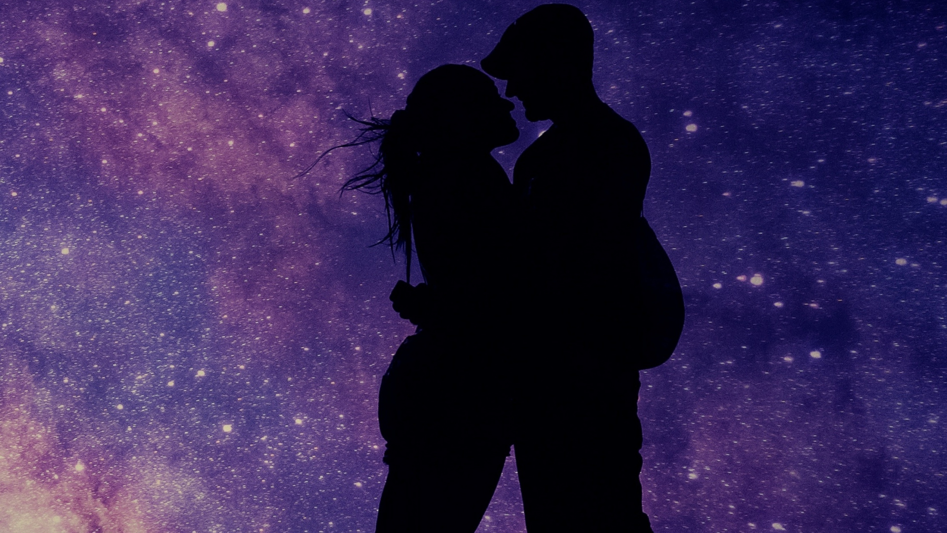 Couple, Romantic Night, Love, Silhouette, Art, Wallpaper - HD Wallpaper 
