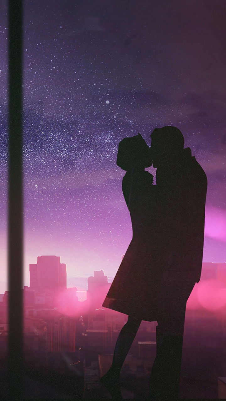 Romantic Couple Silhouette Picture - Wallpaper - HD Wallpaper 