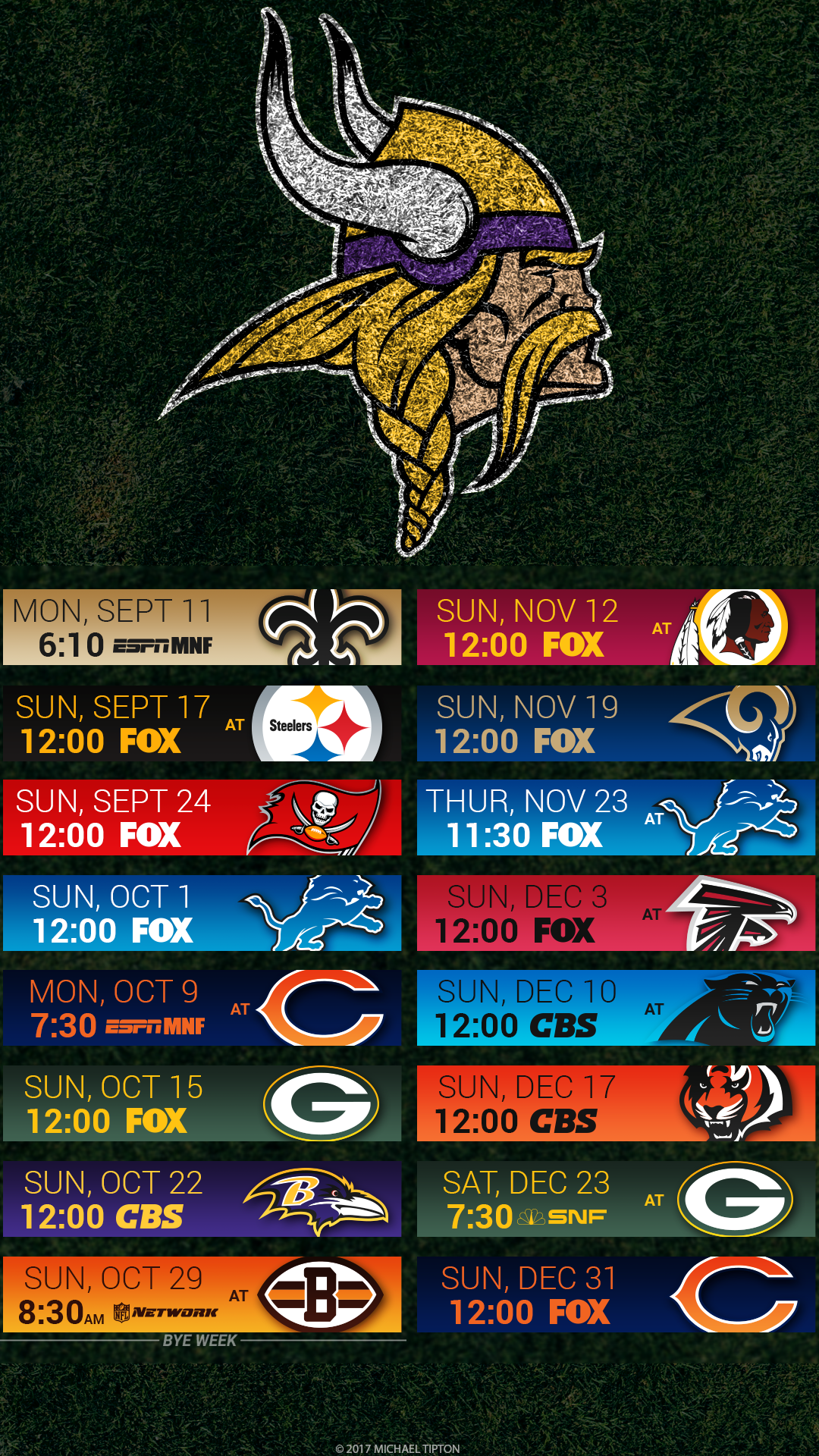 Minnesota Vikings Schedule 2019 Background - HD Wallpaper 