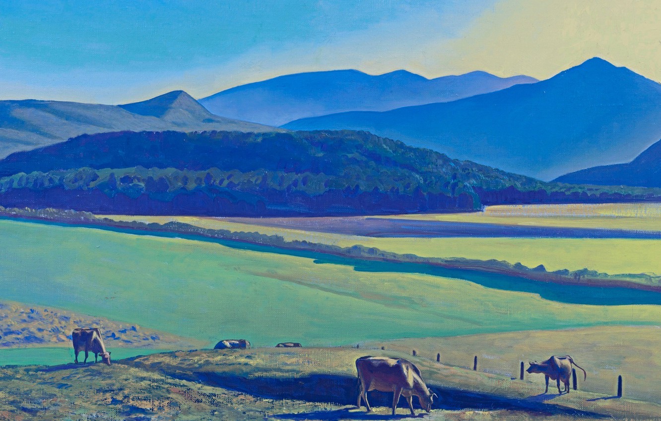 Photo Wallpaper Landscape, Mountains, Picture, Valley, - Landscape Rockwell Kent - HD Wallpaper 