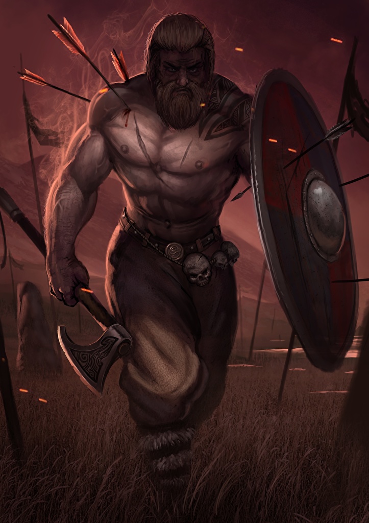 Muscular Men Using Battle Axes - HD Wallpaper 
