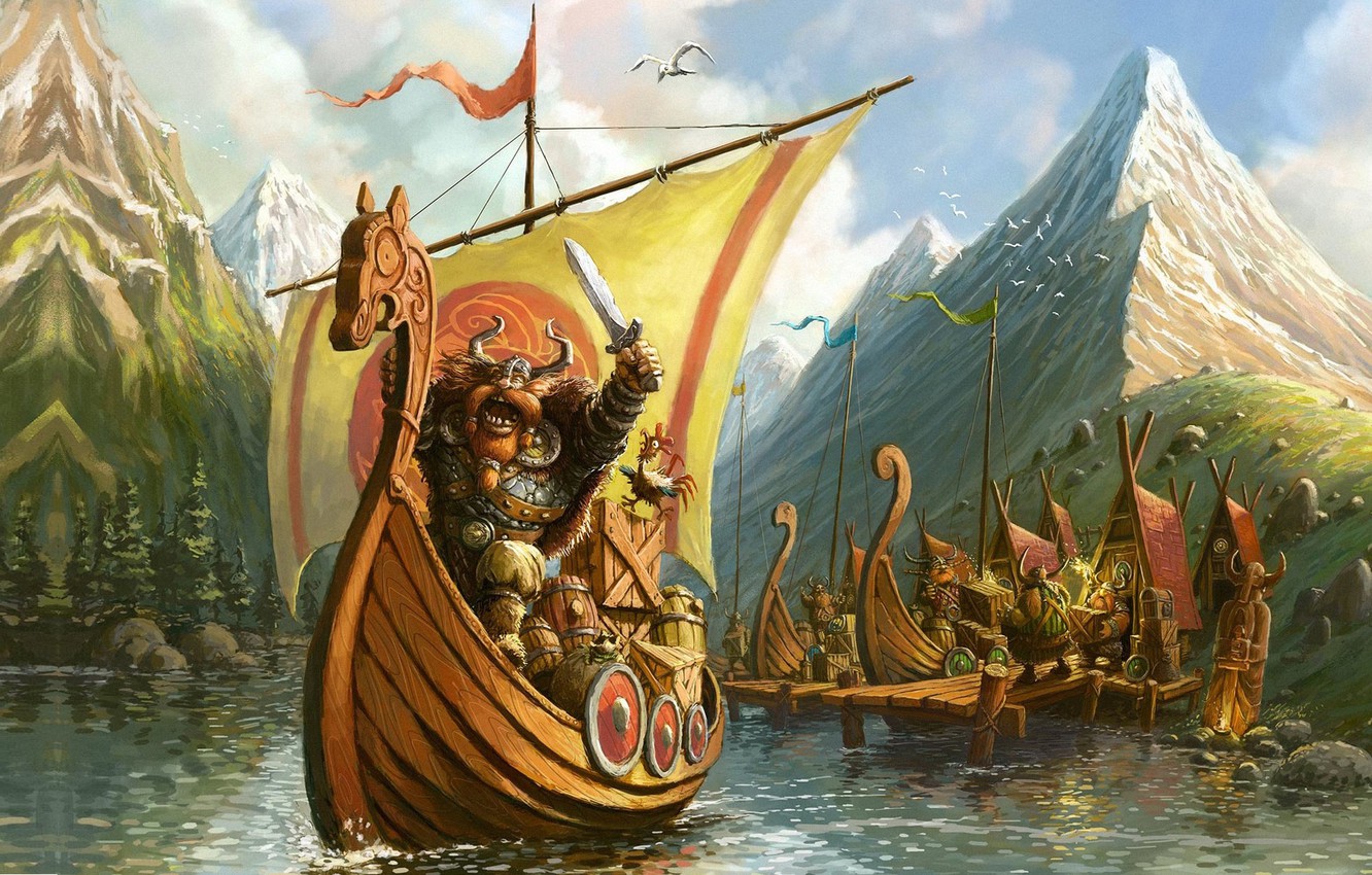 Photo Wallpaper Mood, Illustrator, Viking, Children - Vikings Illustration - HD Wallpaper 