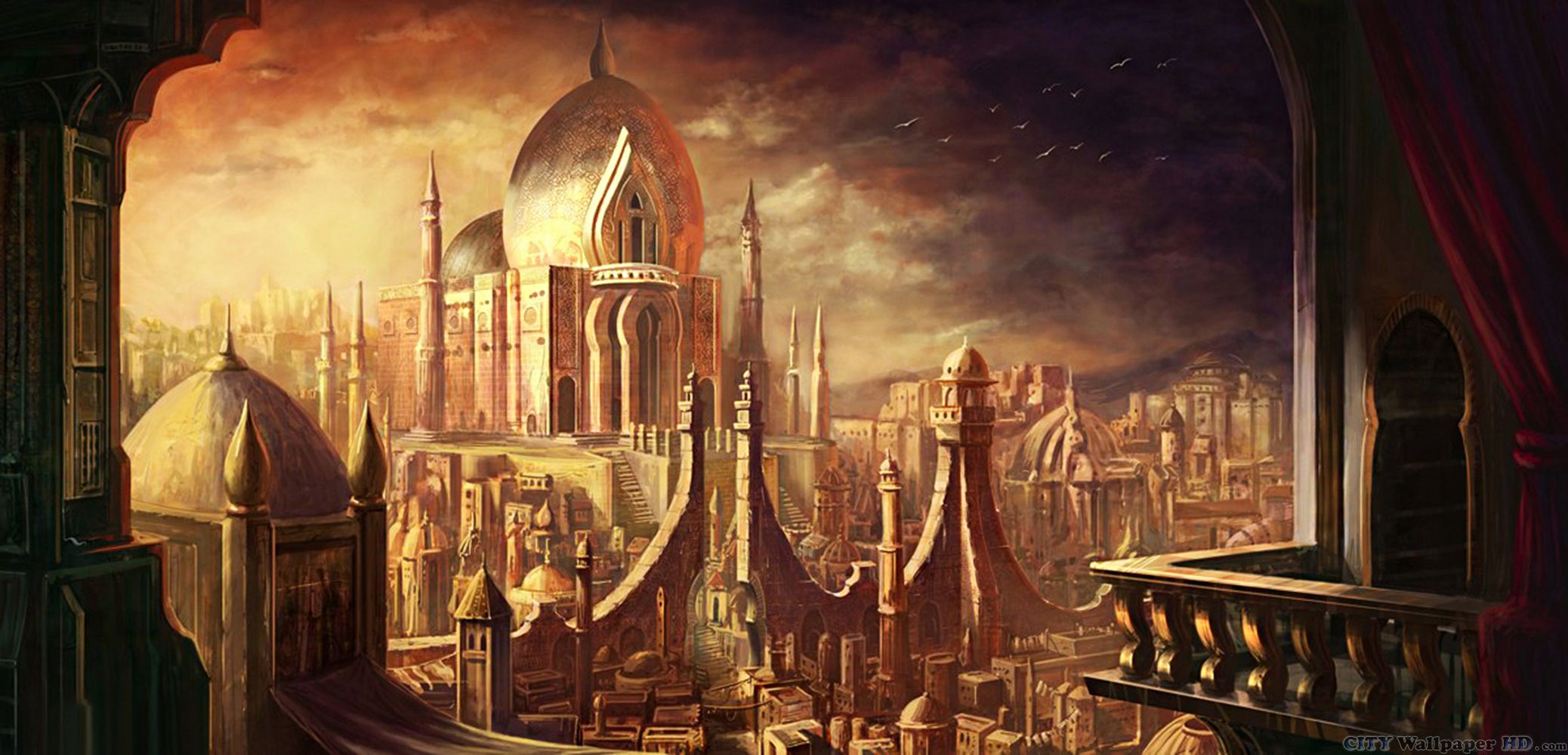 The Golden City On A Beautiful Mythical Wallpaper - Diablo 3 Diamond Gates - HD Wallpaper 