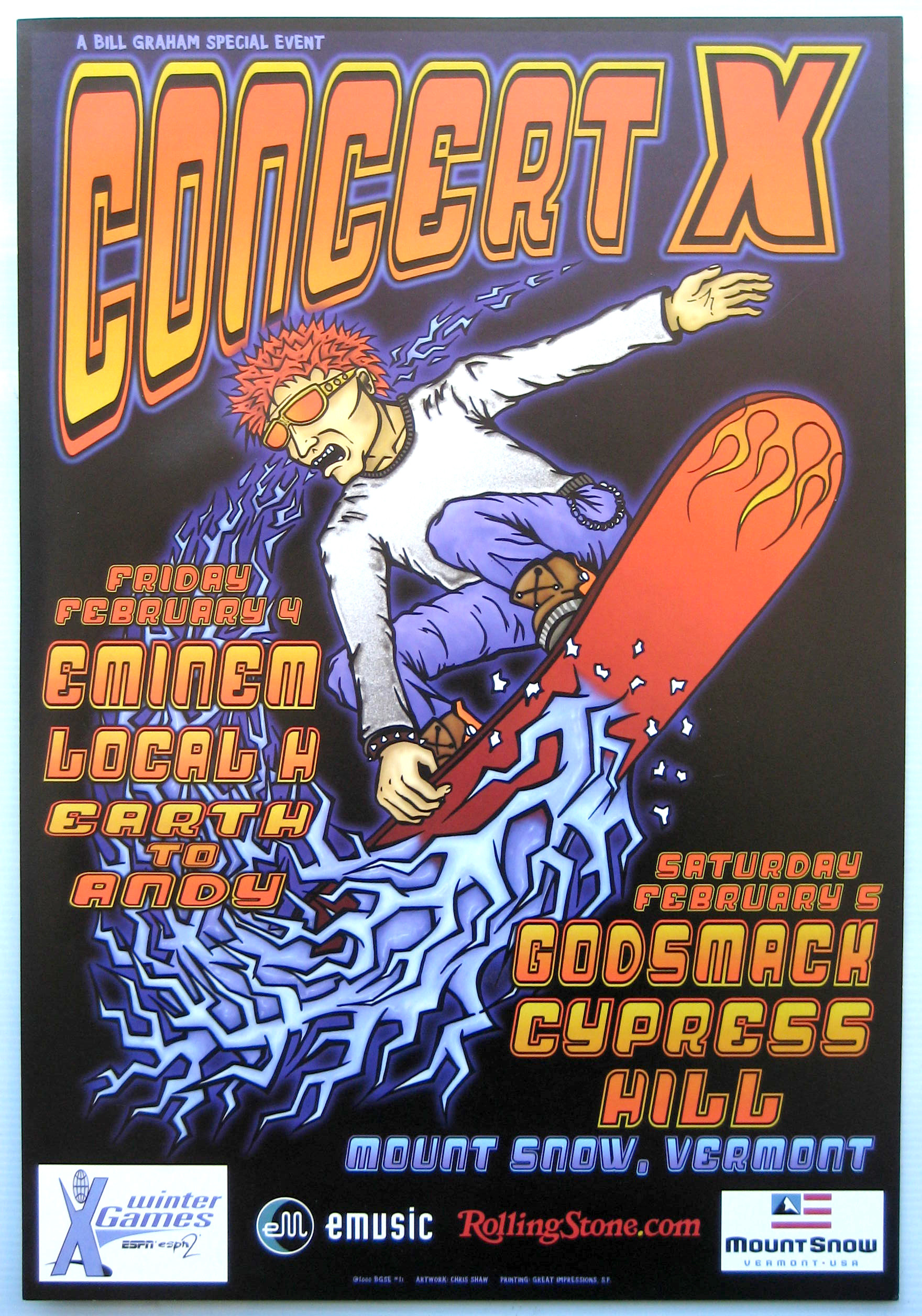 Eminem Poster W/ Cypress Hill, Local H & Godsmack 2000 - Eminem Concert Poster - HD Wallpaper 