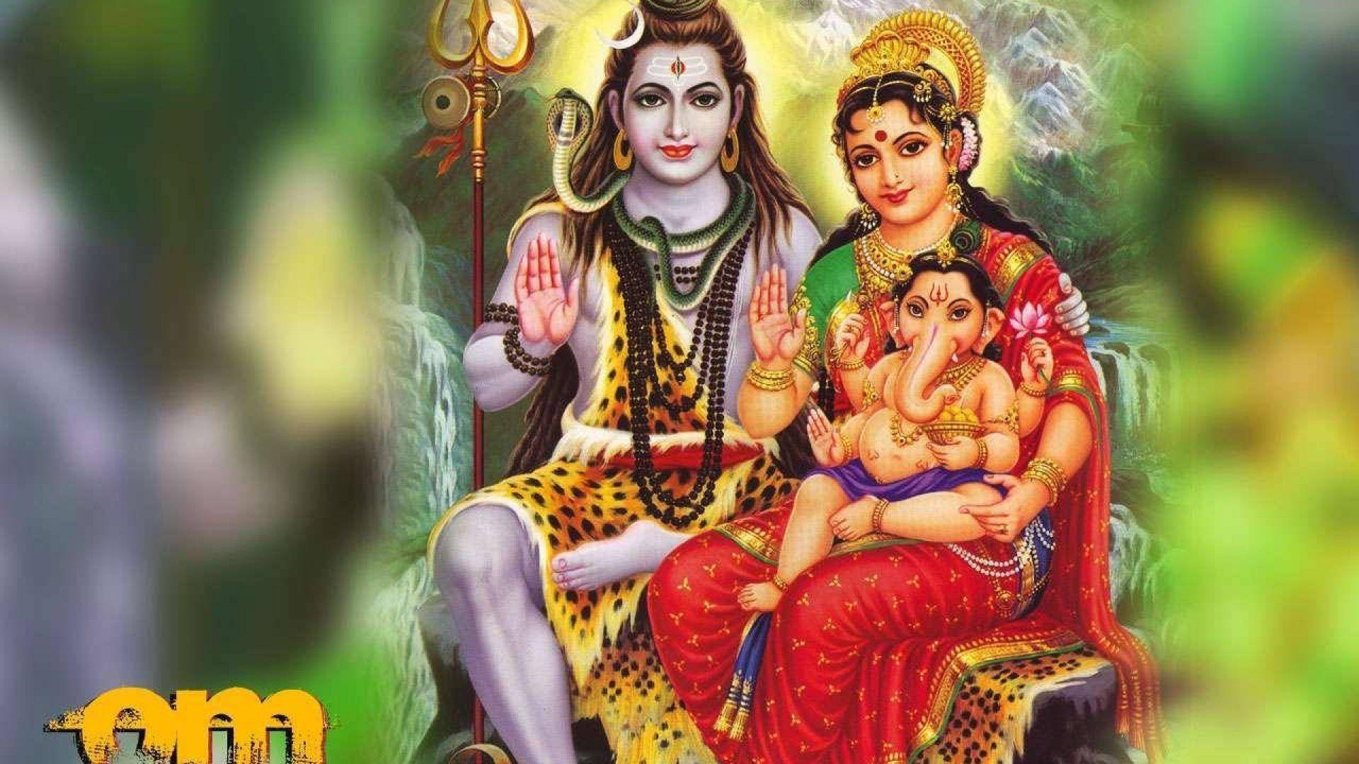 Hindu God Images Wallpapers - Shiv Parvati Ganesh Image Download - HD Wallpaper 