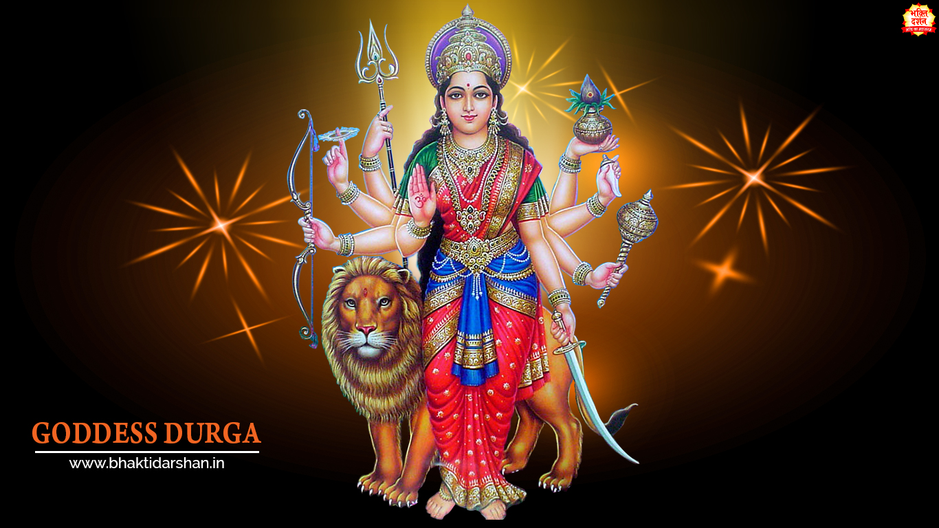 Goddess Durga On Her Vehicle Lion Stuff - HD Wallpaper 