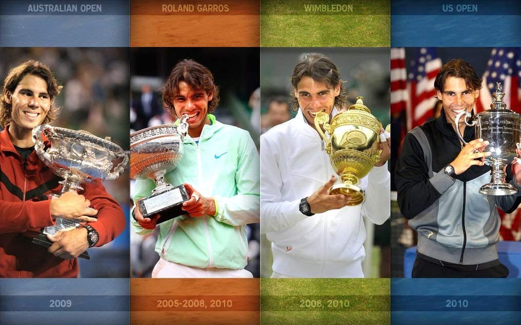 4 Grand Slam Trophies - HD Wallpaper 