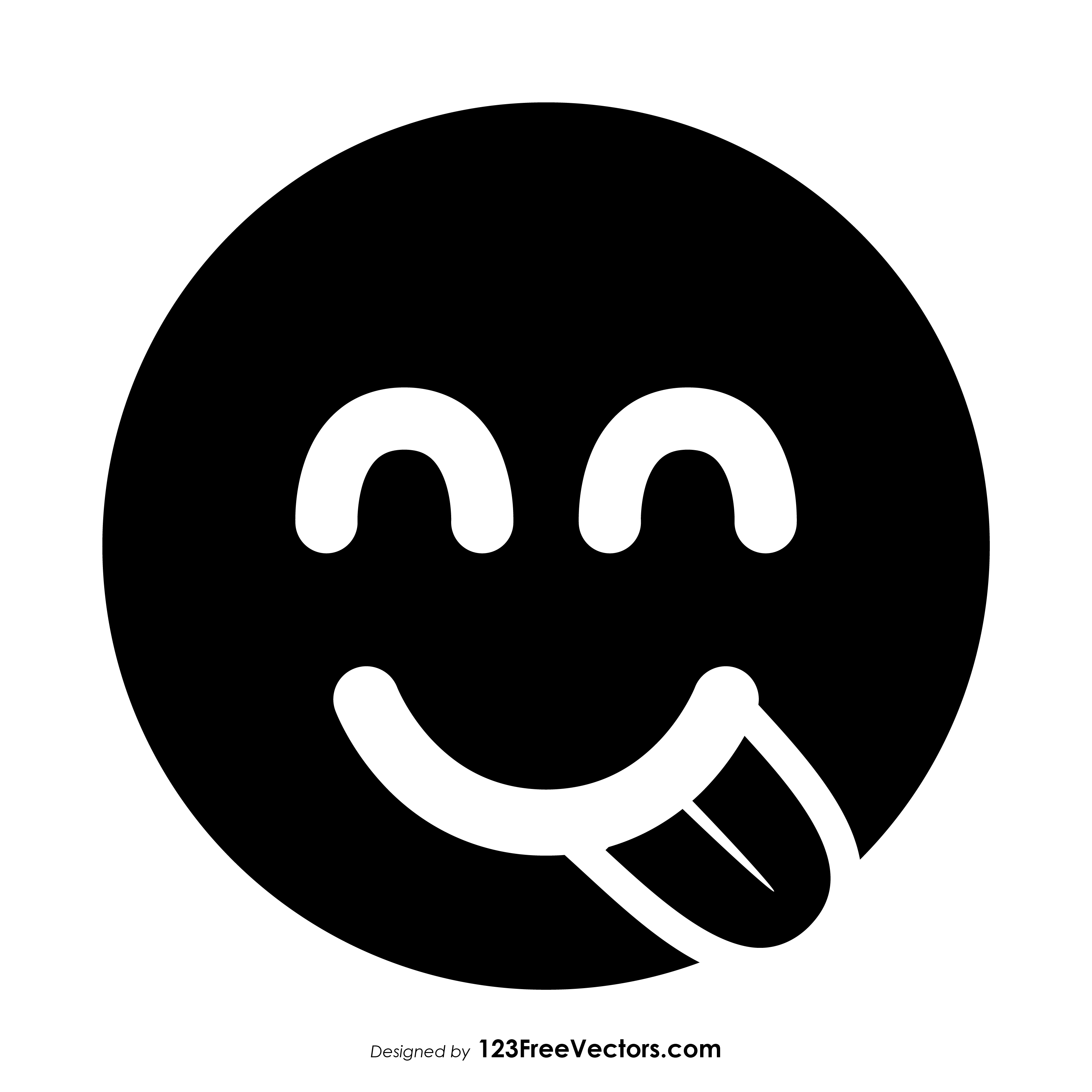 Black Face Savoring Food Emoji - Black And White Smiling Face - HD Wallpaper 