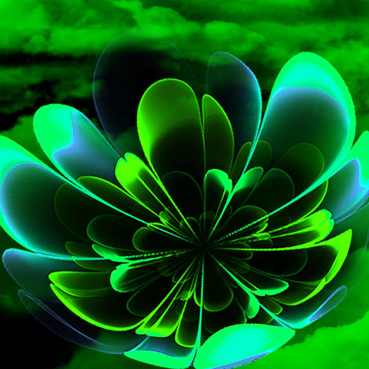 Green Fractal Fantasy Flower - HD Wallpaper 