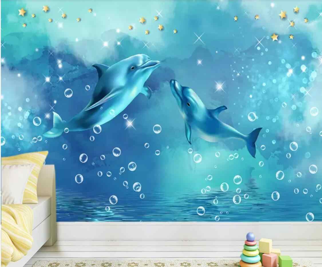 Dolphin Wallpaper Murals 3d Mural For Kids Children - Wallpaper - HD Wallpaper 