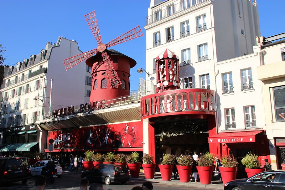 Paris, Moulin Rouge, Architecture, Built Structure, - HD Wallpaper 
