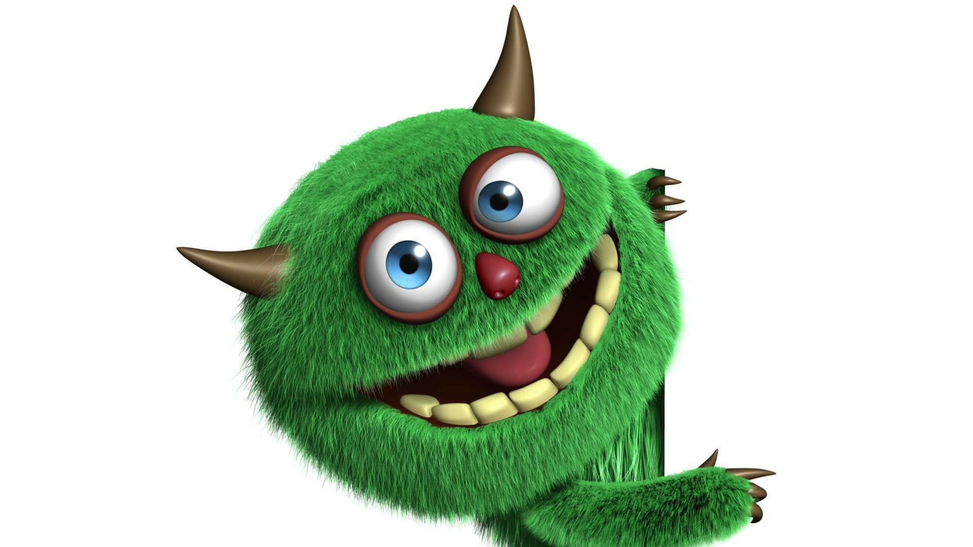 Cute Face Monster Green - HD Wallpaper 