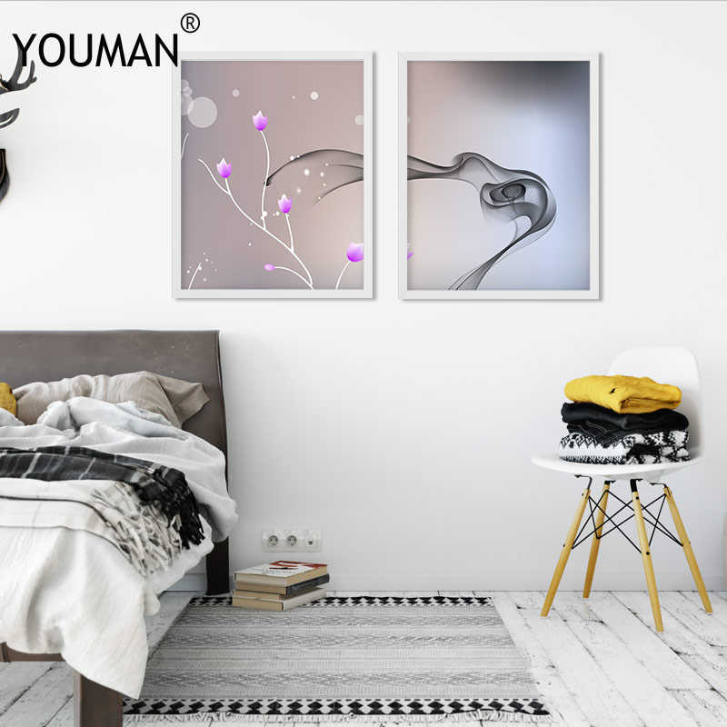 Chinese Posters Purple Flower Posters And Print Canvas - Wallpaper - HD Wallpaper 