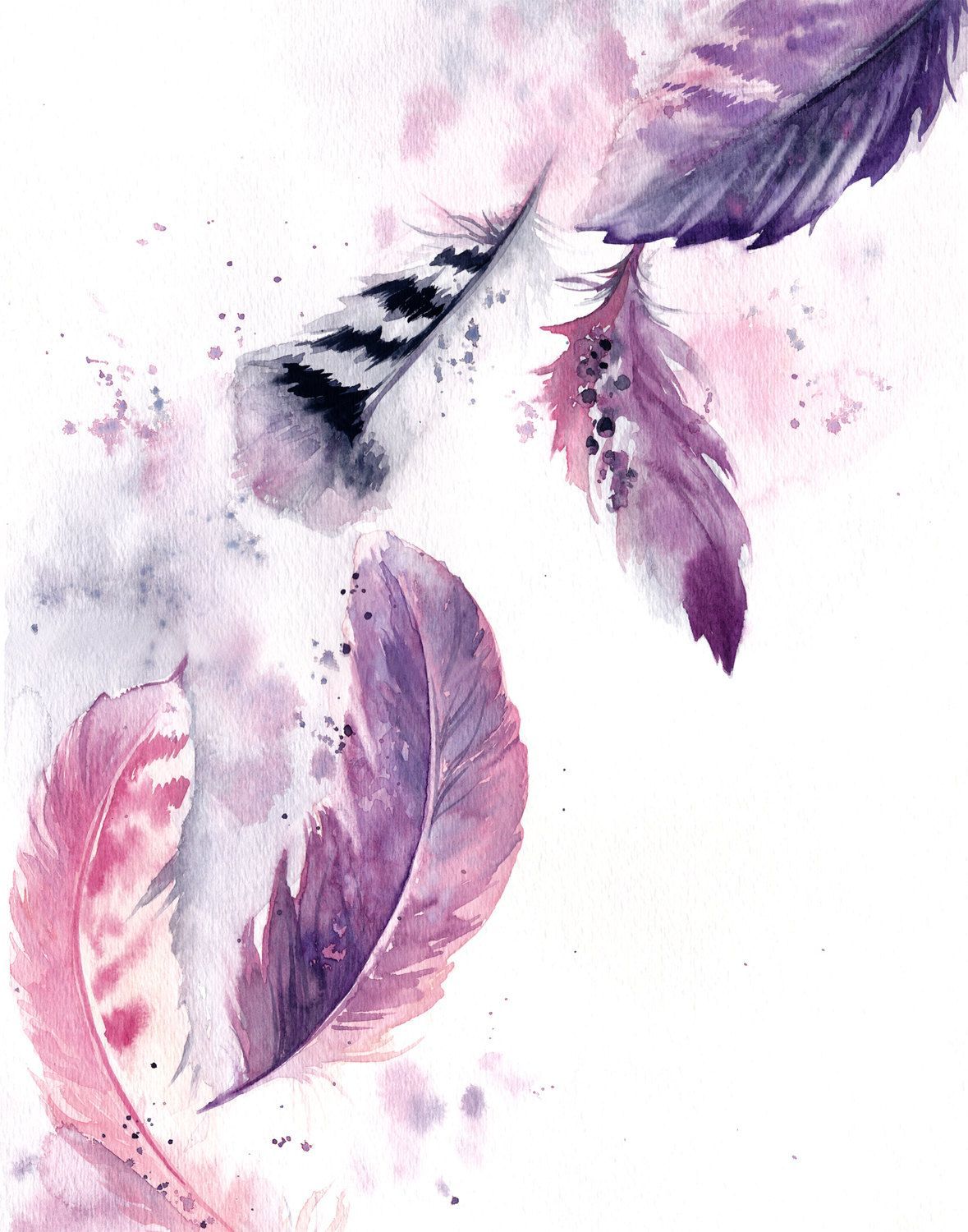 Watercolor Feather Art - HD Wallpaper 