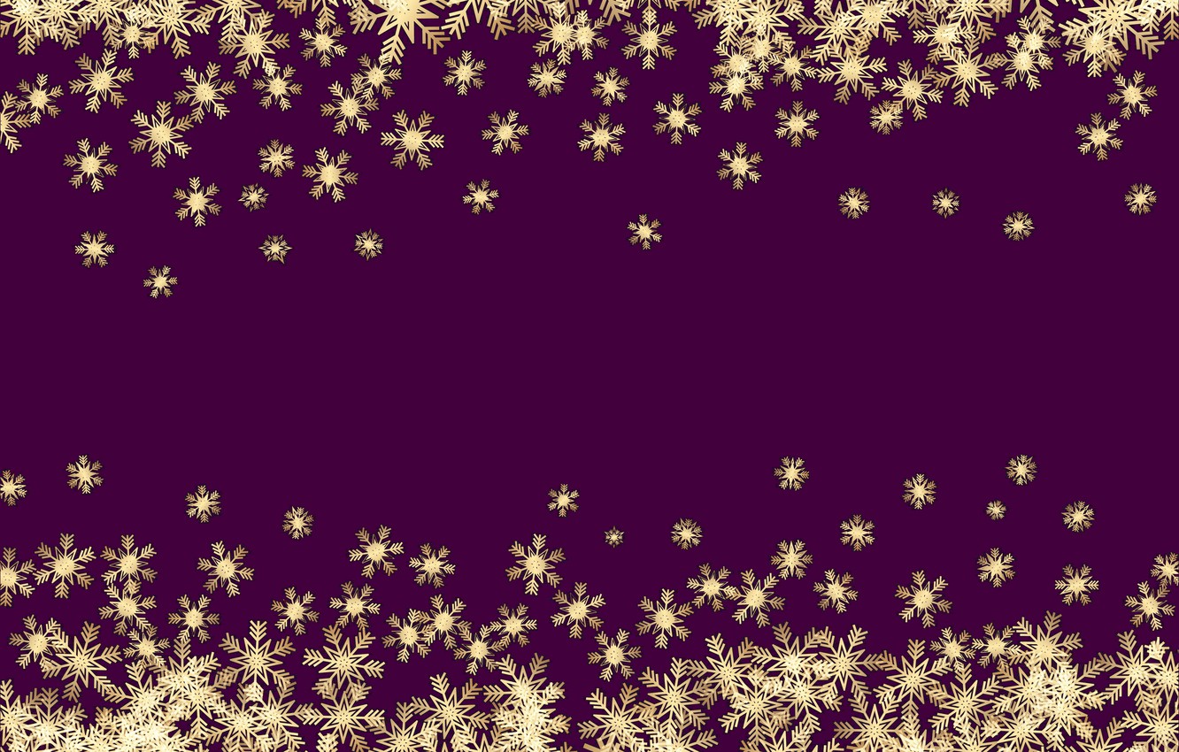 Photo Wallpaper Winter, Snowflakes, Background, Gold, - Christmas Background Purple And Gold - HD Wallpaper 