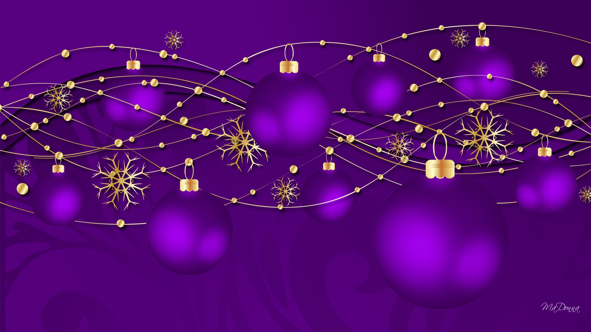 Purple And Gold Christmas Background - HD Wallpaper 
