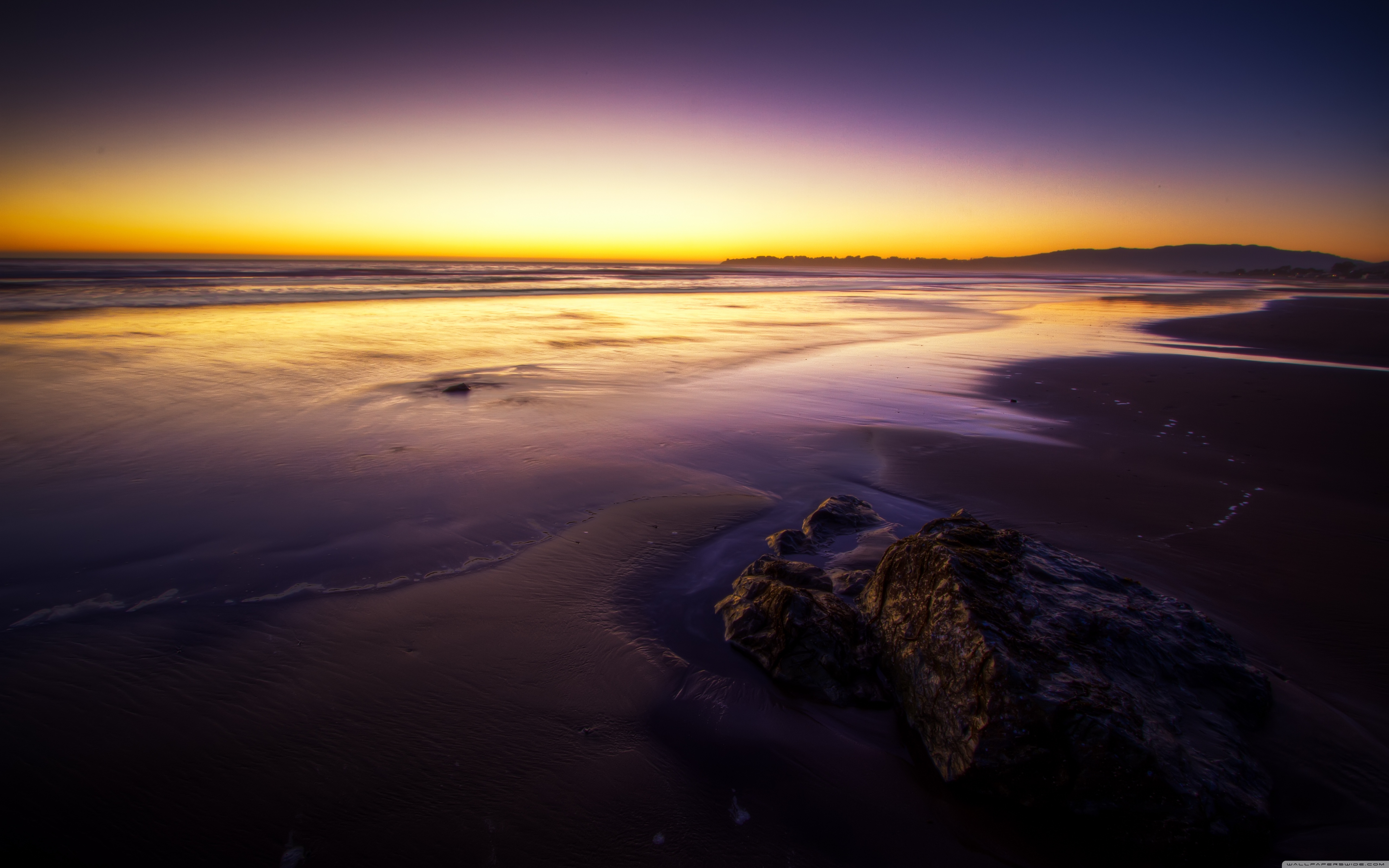 Закат Жёлтый И Фиолетовый - HD Wallpaper 