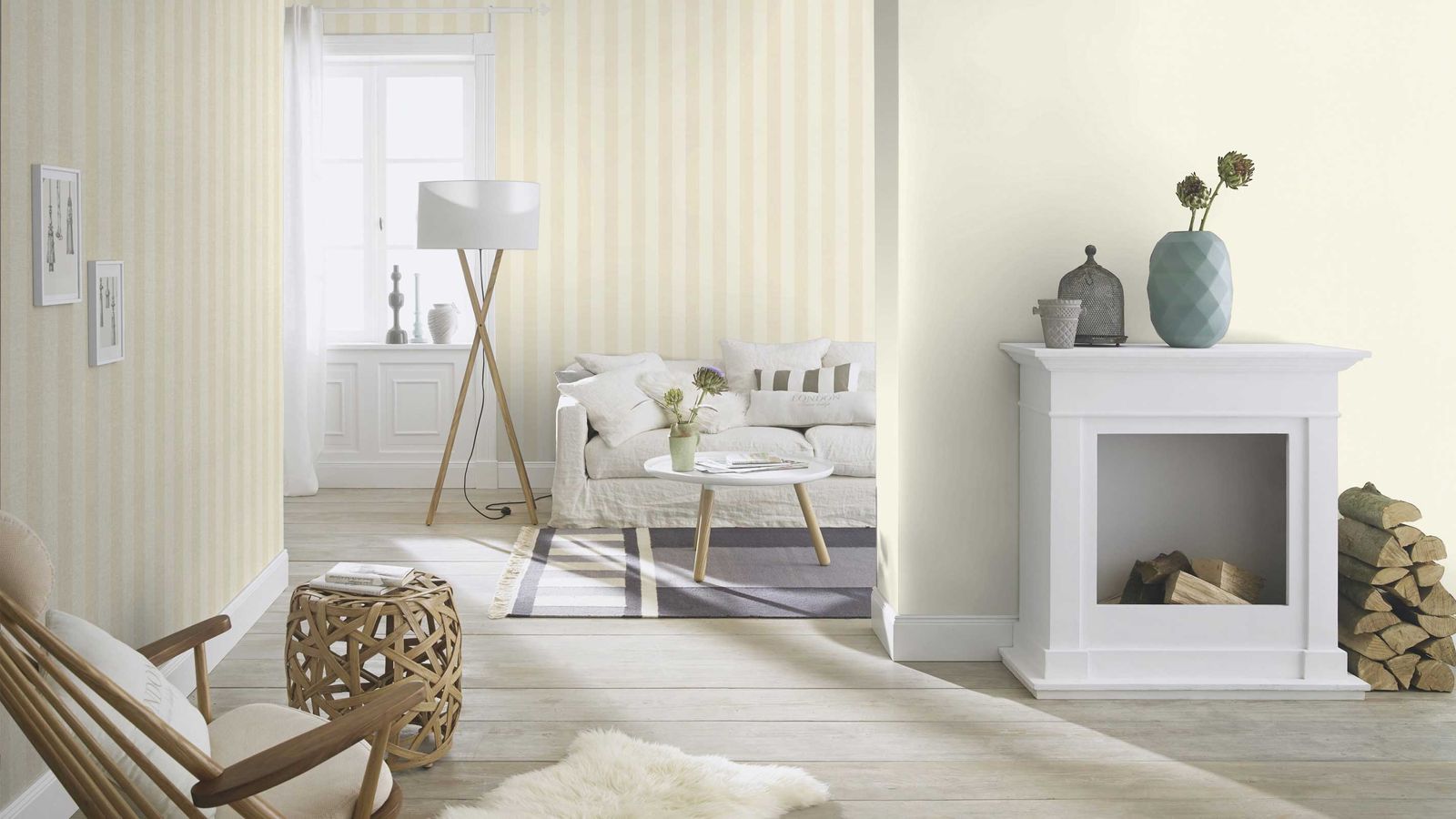 Cream Wallpaper For Living Room - HD Wallpaper 