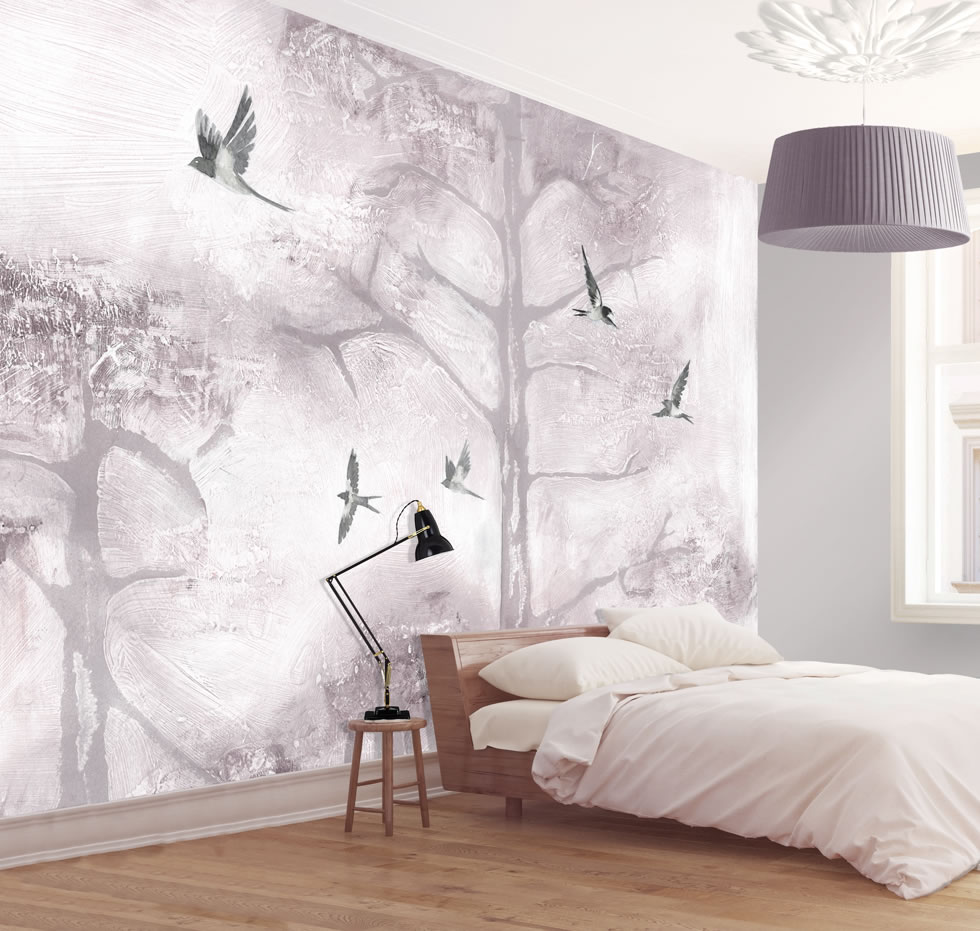 Tree Tops Plum - Treetops Blue - HD Wallpaper 