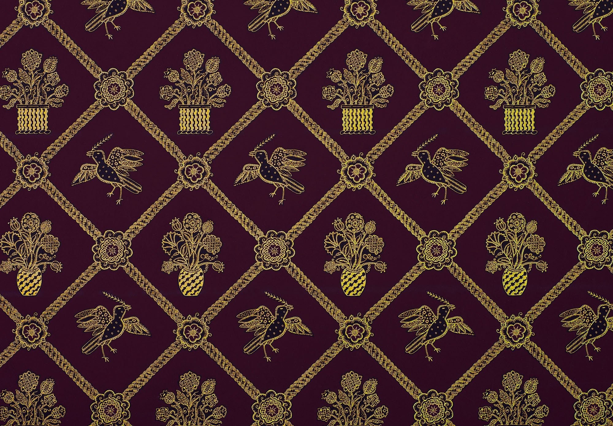 Rope Trellis Wallpaper Purple / Black / Gold Metallic - HD Wallpaper 