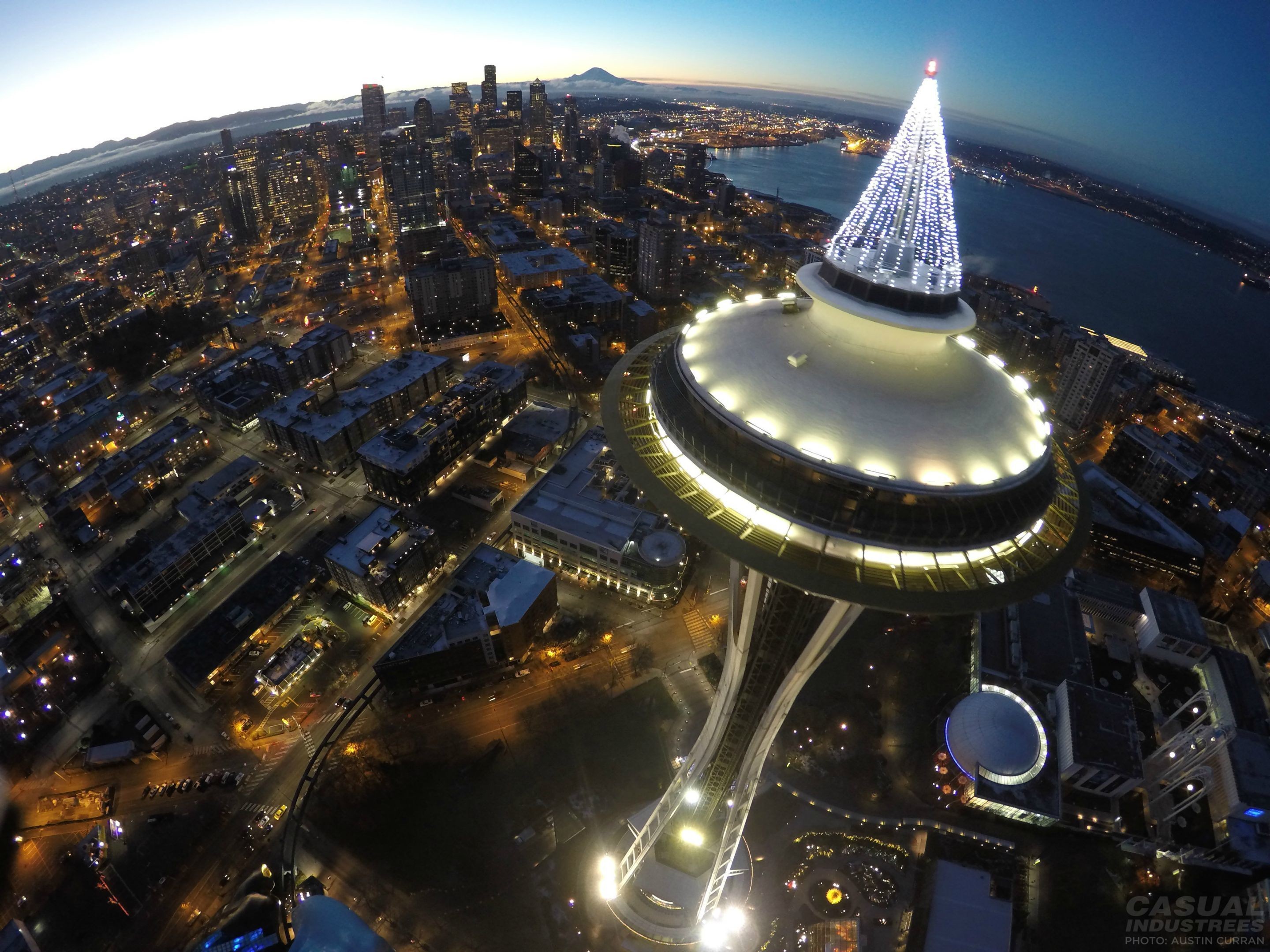 Space Needle In Washington State Wallpaper - Taken From A Drone