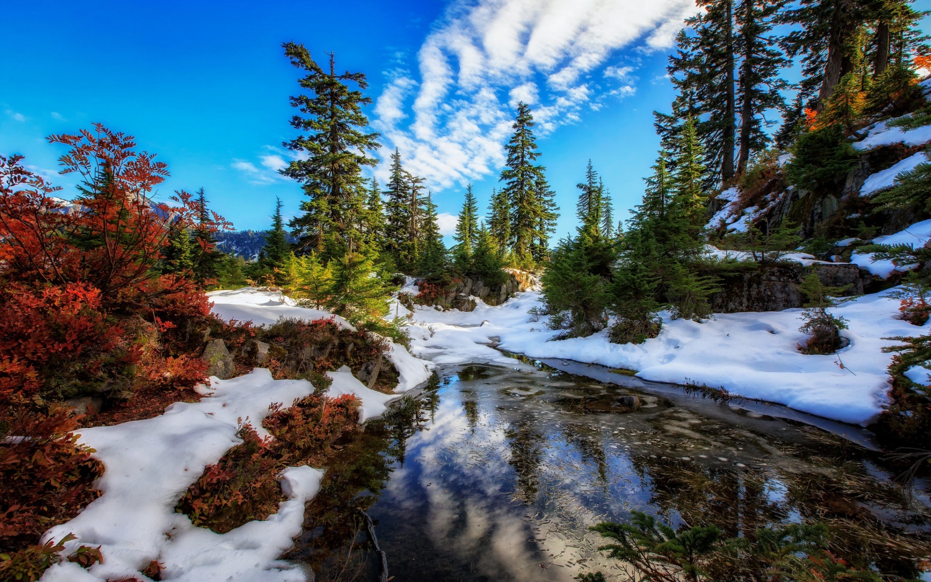 Mountain Lake, Snow, Morning, Autumn, Mountains, Usa, - Stany Zjednoczone Przyroda - HD Wallpaper 
