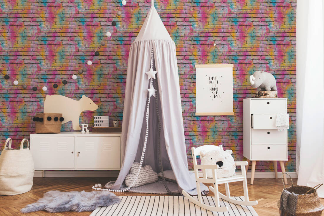 Création Wallpaper Stone, Coloured, Purple, Yellow - New Born Baby Room Designs - HD Wallpaper 