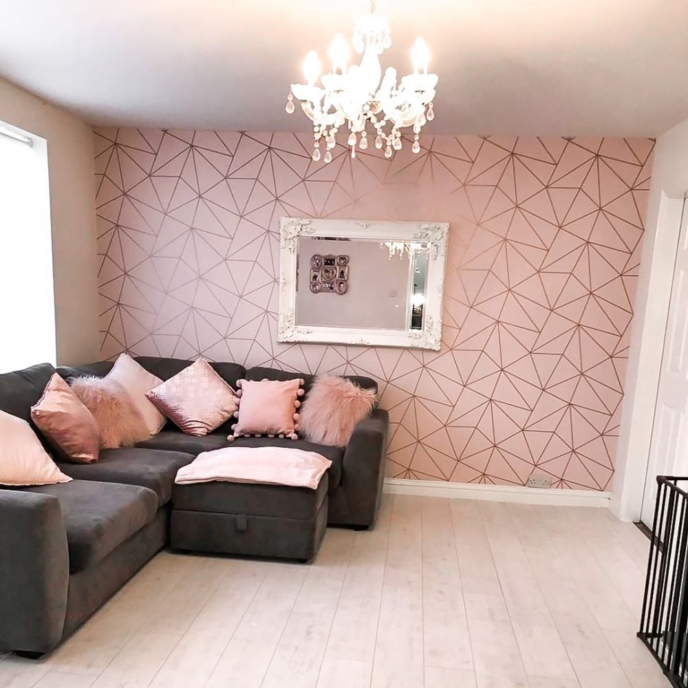 Pink Wallpaper Living Room - HD Wallpaper 