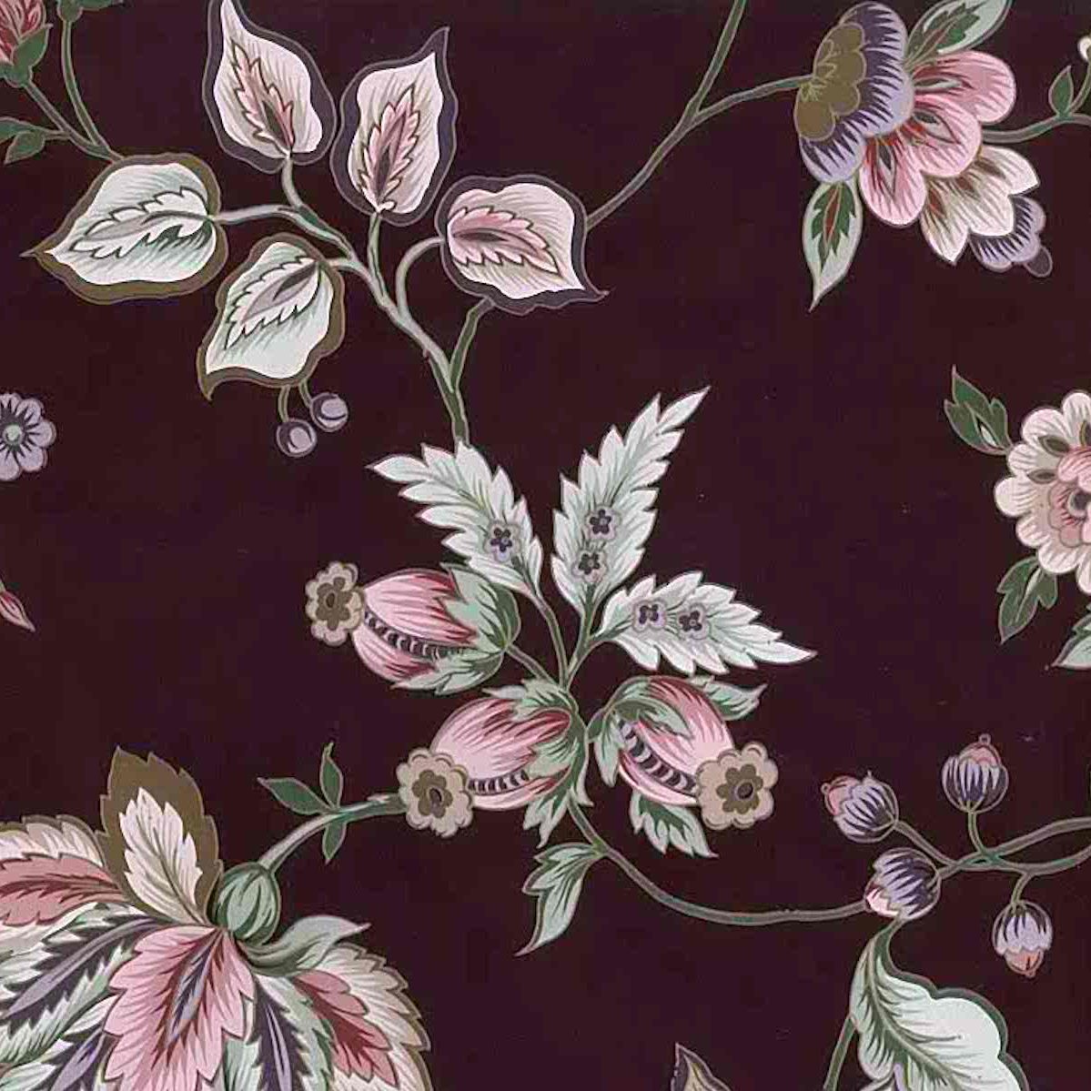 Maroon Floral Vintage Wallpaper, Stylized Flowers - HD Wallpaper 