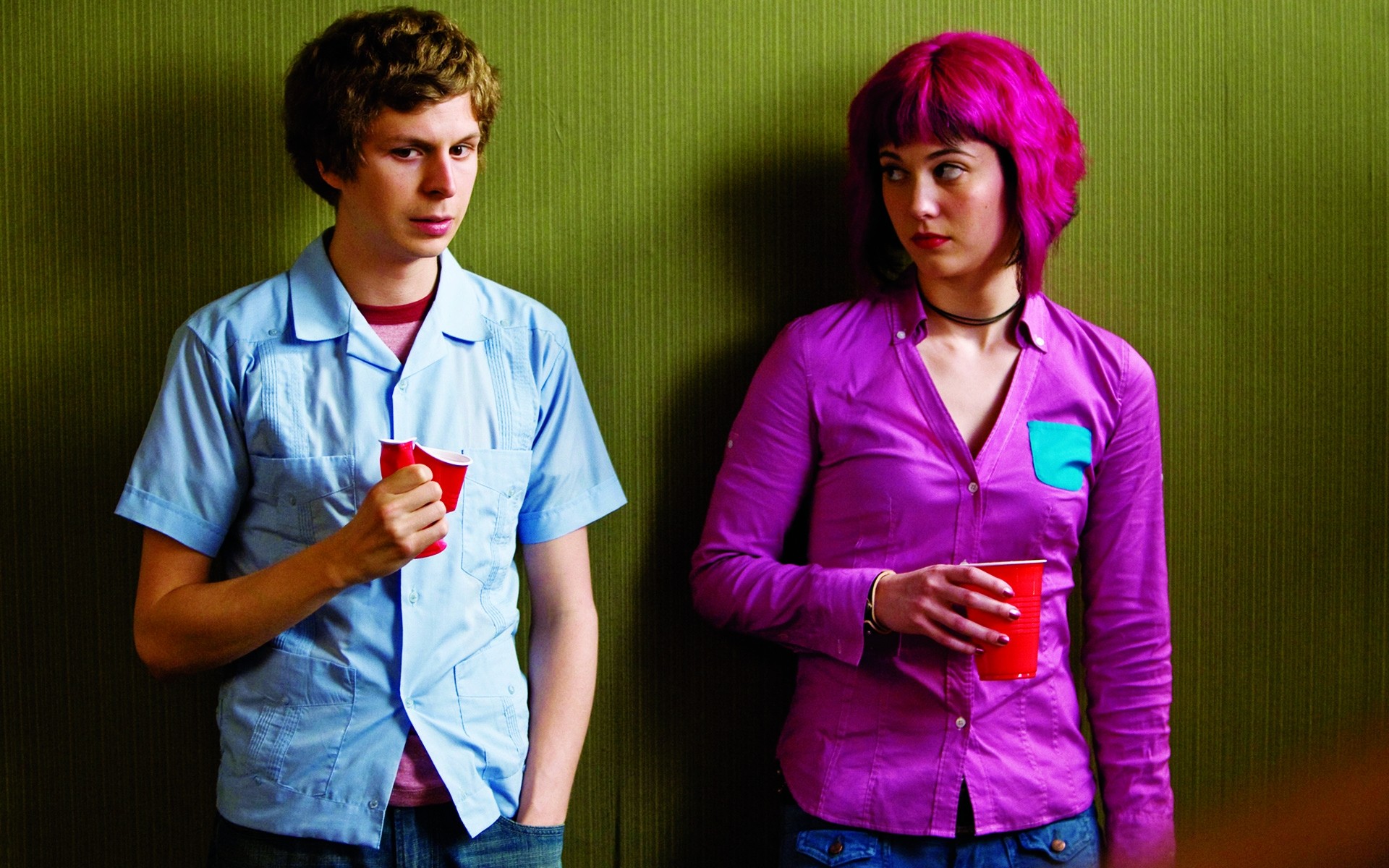 Men Woman Portrait Adult Man Wear Music Poster Scene - Scott Pilgrim Vs The World - HD Wallpaper 