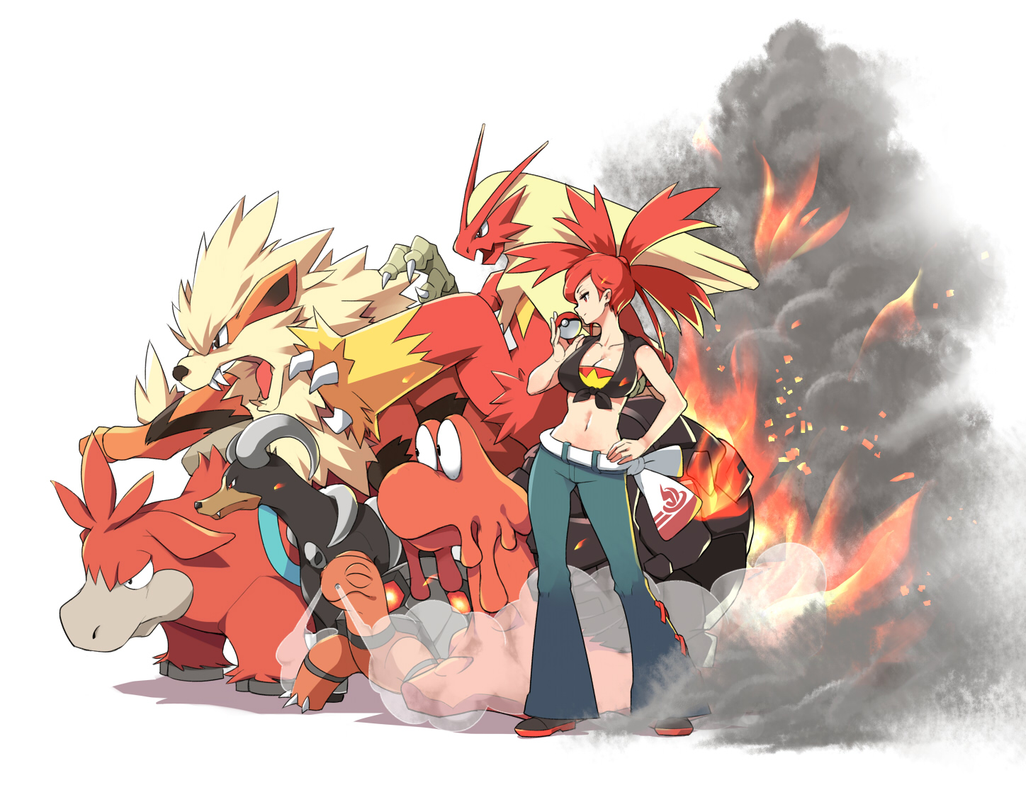 Arcanine Asuna Blaziken Breasts Camerupt Cleavage Fire - Pokemon Flannery - HD Wallpaper 