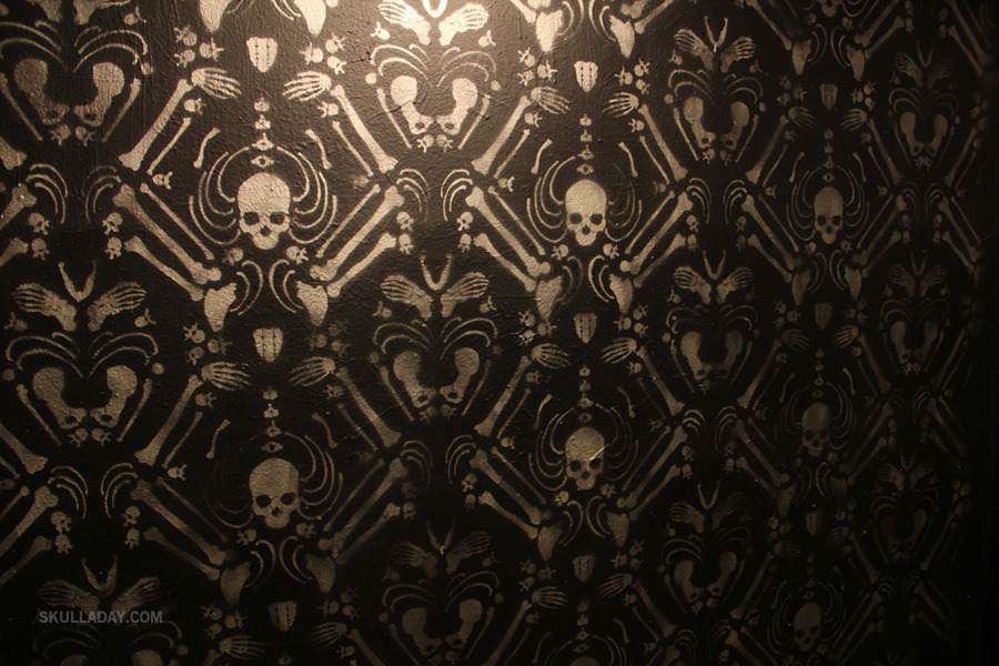 Skull Damask Stencil Pattern - HD Wallpaper 