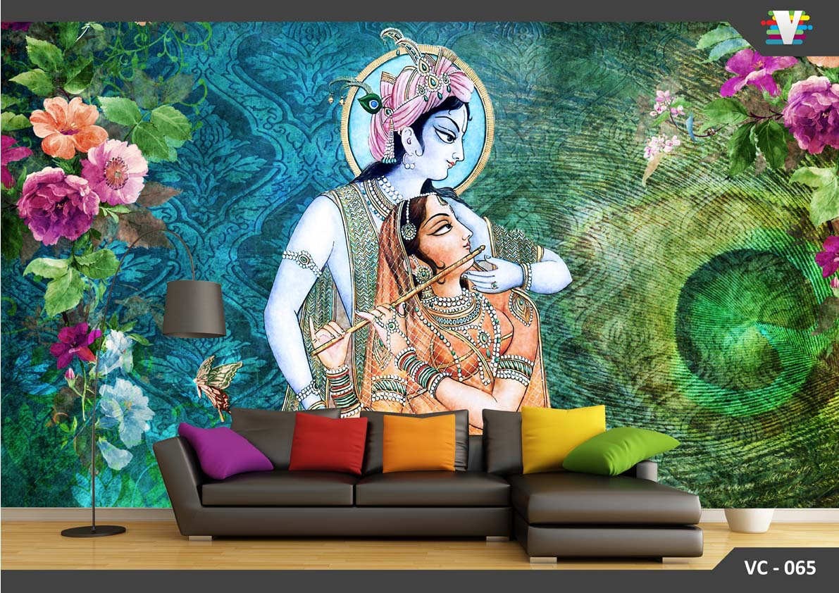 Radha Krishna Customized Wallpaper - Radha Krishna Wallpaper For Wall - HD Wallpaper 