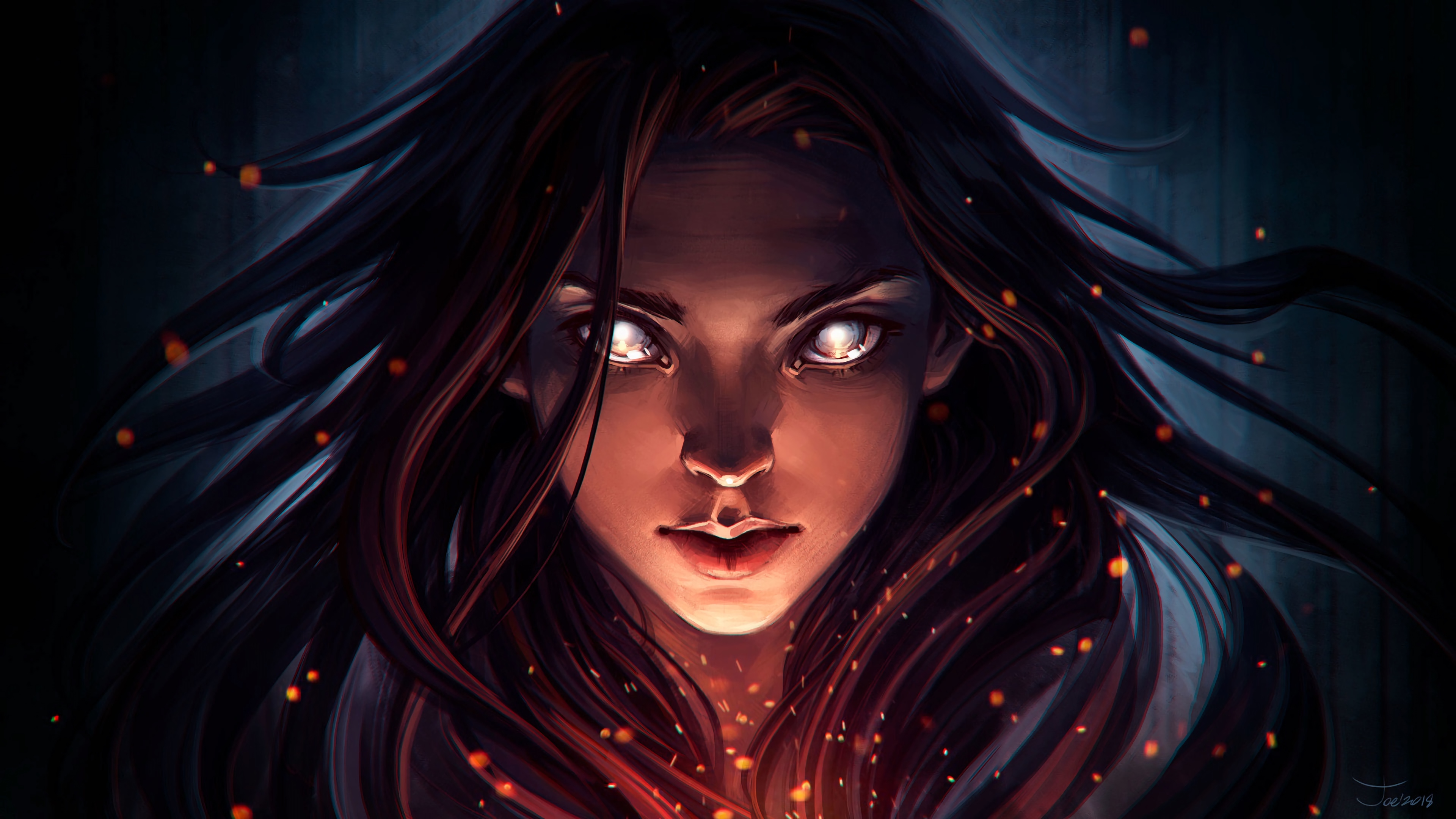 Wallpaper Girl, Portrait, Face, View, Art, Dark - Girl Warrior Face Art - HD Wallpaper 