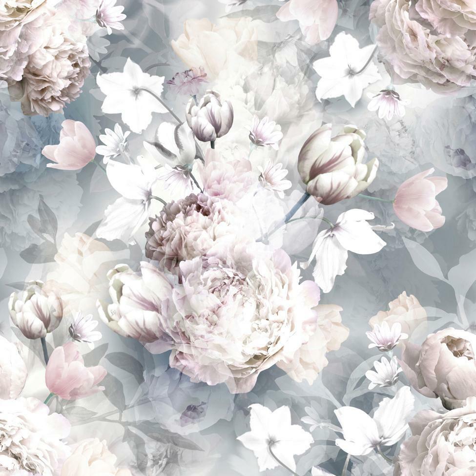 Blush Pink And Grey Floral - HD Wallpaper 