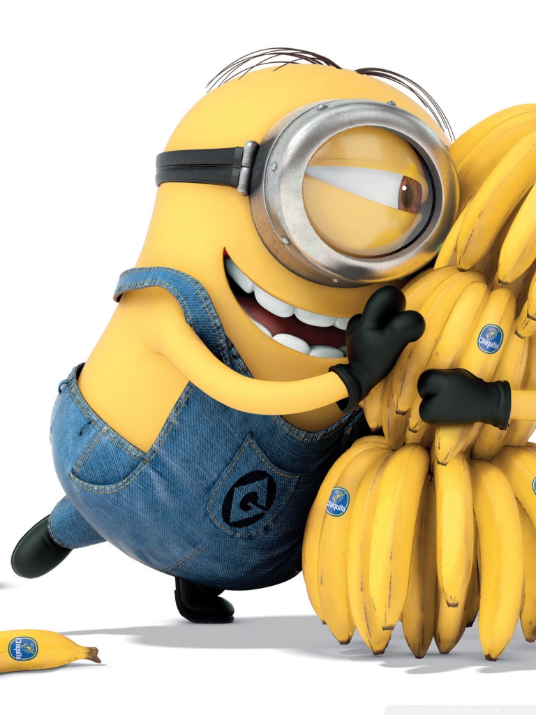 Minions With Banana High Resolution - HD Wallpaper 
