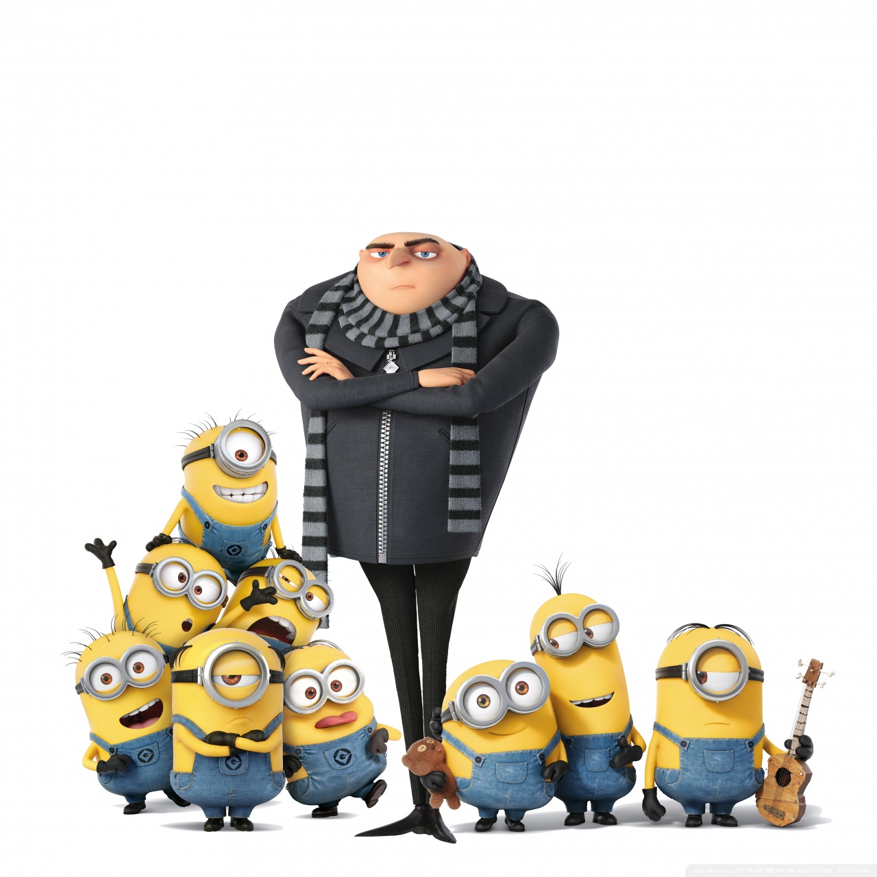Gru And 4 Minions - HD Wallpaper 