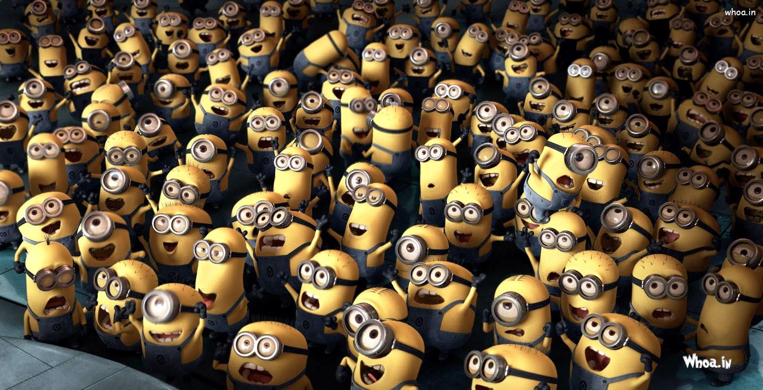 Minions Family In Despicable Me 2 Hd Wallpaper - Audience Minions - HD Wallpaper 