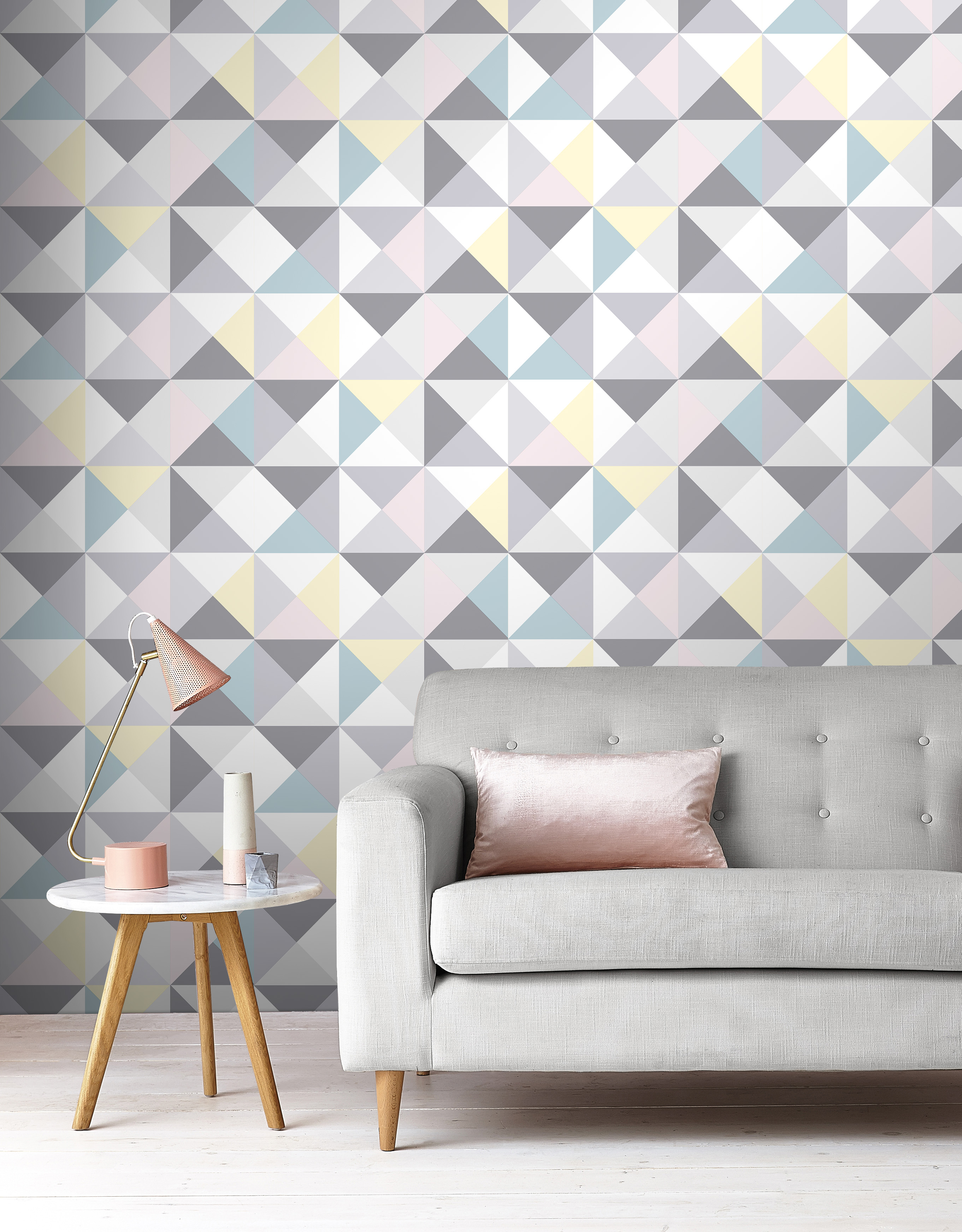 Superfresco Easy Pink And Grey Polygon Pastel Geometric - Papier Peint Forme Géométrique Rose Poudré - HD Wallpaper 