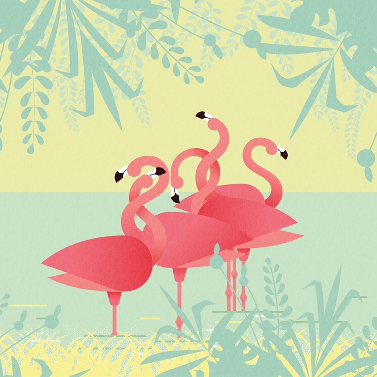 London Art Flamingos Wallpaper - Flamingo Cartoon - HD Wallpaper 
