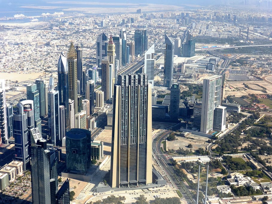 Skyscrapers, Dubai, View, Burj Khalifa, Emirates, Cityscape, - Burj Khalifa - HD Wallpaper 