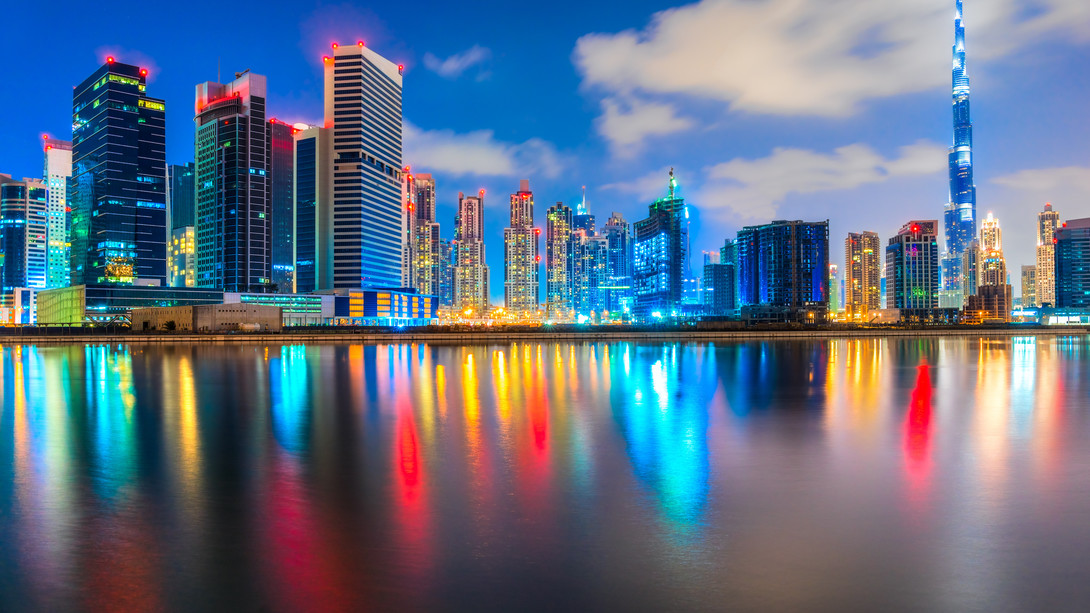 Dubai Skyline At Night Dubai 1090x613 Wallpaper Teahub Io